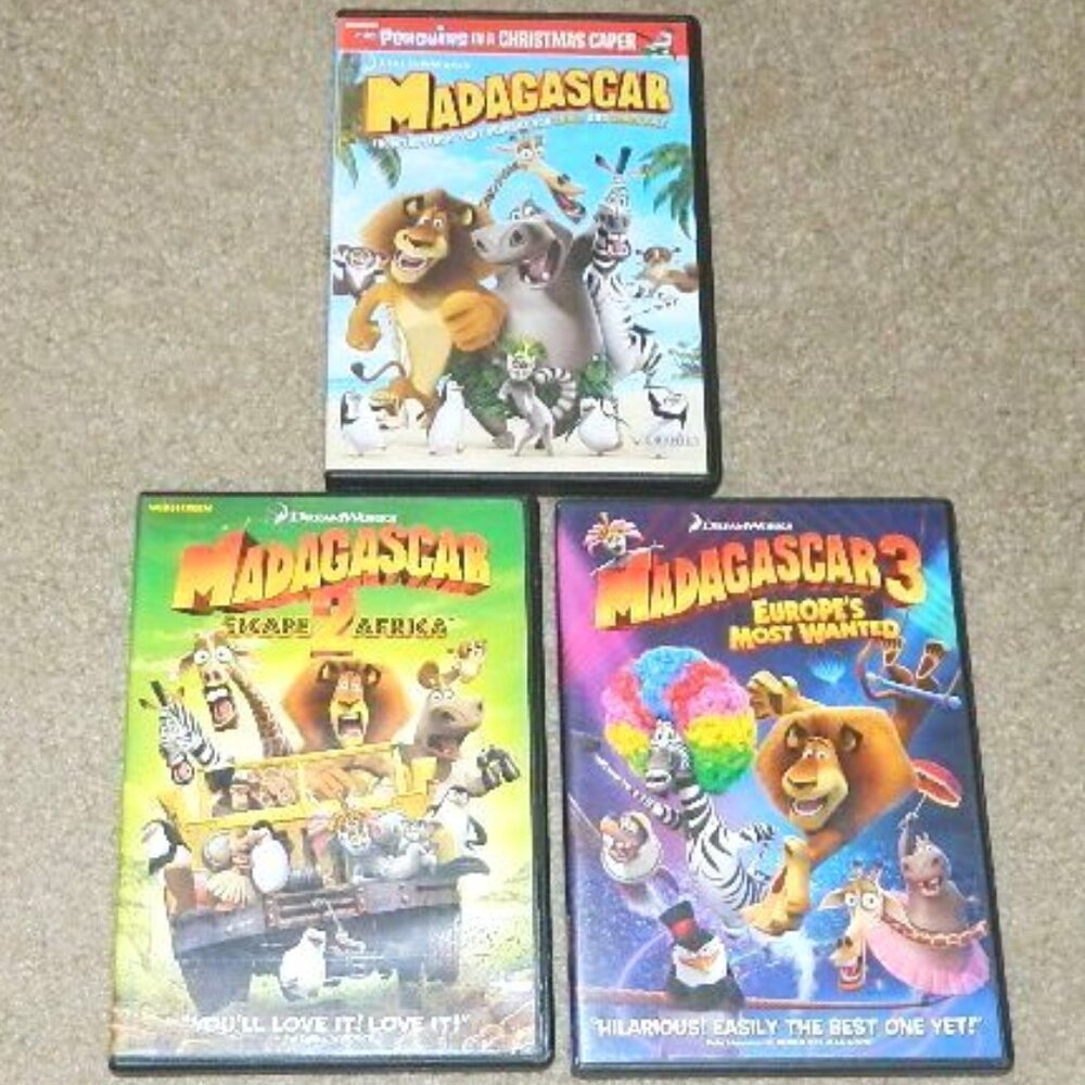 MADAGASCAR 1, 2 and 3 - Three (3) DVDs Bundle